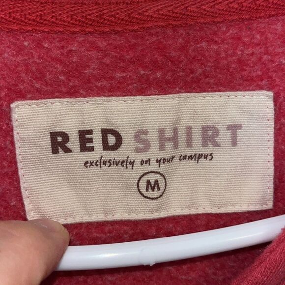 Women’s Red LIBERTY FLAMES Pullover V Neck Hoodie Hooded Sweatshirt M Oversized - Picture 3 of 4